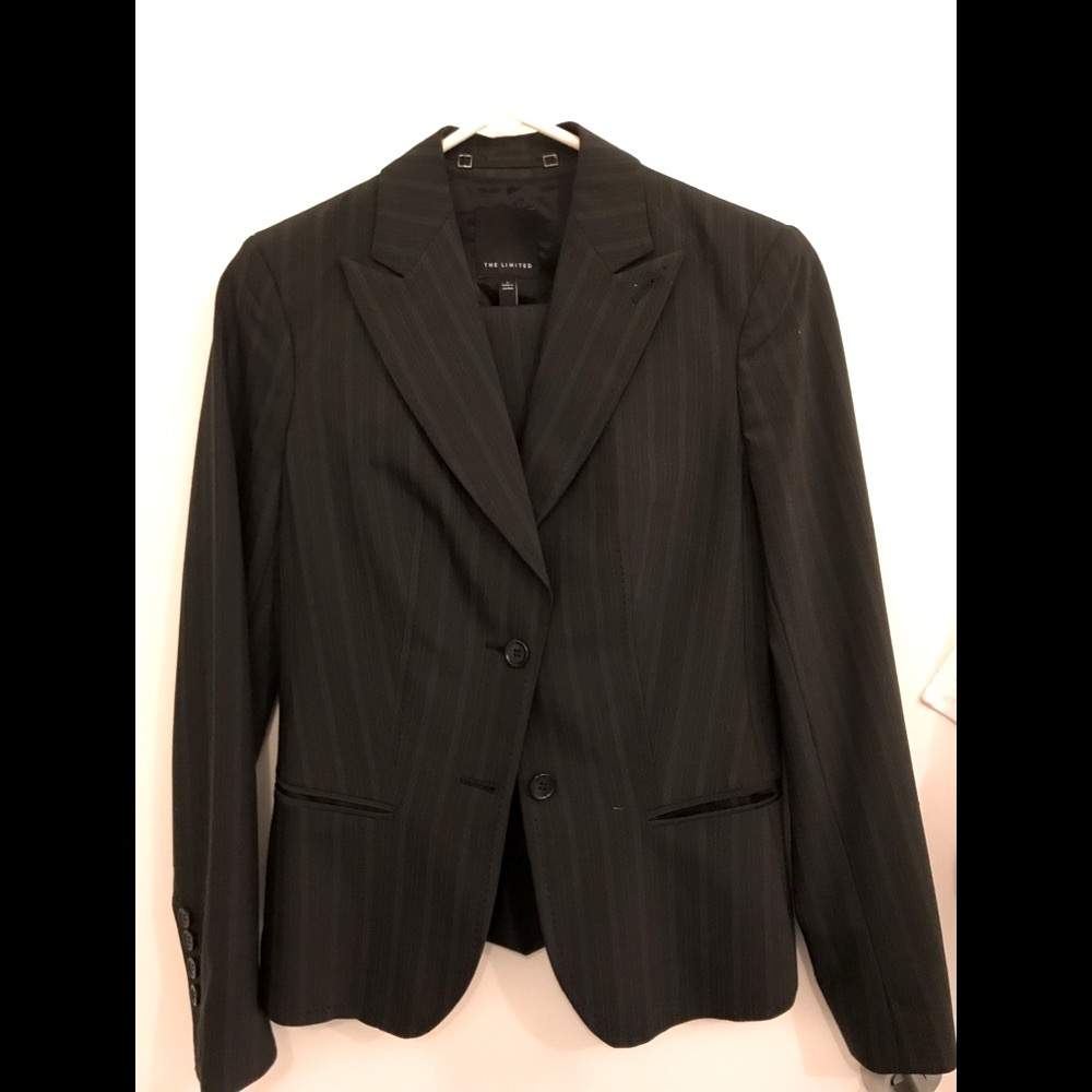 The Limited Suit/Charcoal grey and blue pinstripes